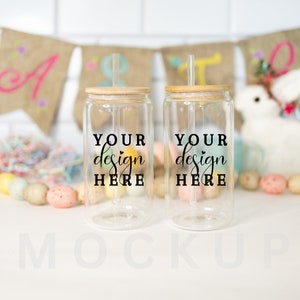 16oz Glass Can Mockup, Blank Glass Mockup, Easter Glass Mockup, Easter Glass, Glass Can Mockup, Libbey Mockup, Beer can, Spring Mockup