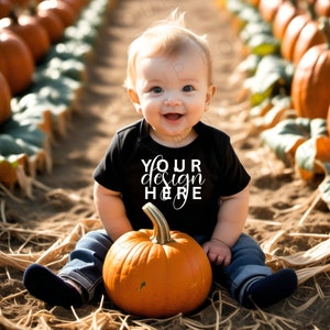 Black baby onesie mockup, fall baby mockup, baby boy mockup, 3001y mockup, Black onesie mockup, fall toddler mockup, baby boy fall mockup