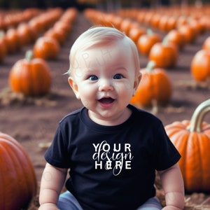 Black baby onesie mockup, fall baby mockup, baby boy mockup, 3001y mockup, Black onesie mockup, fall toddler mockup, baby boy fall mockup