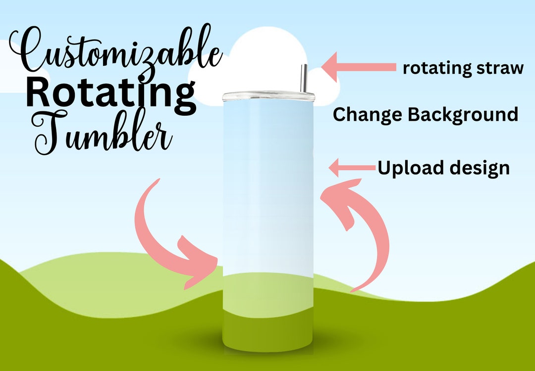 Rotating Tumbler Mockup, Rotating Customizable Tumbler, Drag and Drop