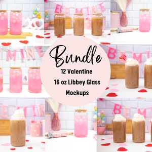 Valentine Mockup Bundle,1 6oz Libbey Glass Can Mockup Bundle, 16oz Glass Beer Can Mockup, Valentine Mockup Bundle, Glass Can Mockup