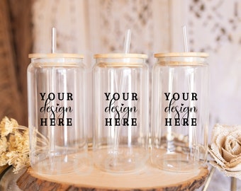 16oz Glass Can Mockup, Blank Glass Mockup, 3 cup Mockup, 16oz Glass Beer Can Mockup, Boho Mockup, Glass Can Mockup, Libbey Mockup, Mockup