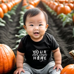 Black baby onesie mockup, fall baby mockup, baby boy mockup, 3001y mockup, Black onesie mockup, fall toddler mockup, baby boy fall mockup