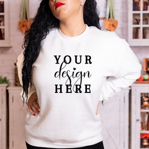 Gildan 18000 Mockup, Gildan White Sweatshirt Mockup, Gildan White, 18000 White, Christmas Sweatshirt Mockup