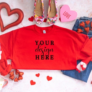 Gildan 18000 Mockup, Gildan Rot Sweatshirt Mockup, Gildan Rot, 18000 Rot, Valentine Sweatshirt Mockup