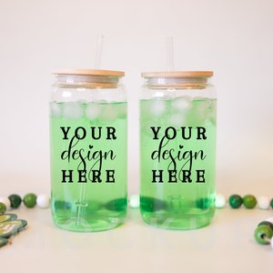 16oz Glass Can Mockup, Glass Mockup, 16oz Glass Beer Can Mockup, St. Patrick’s Glass Mockup, Glass Can Mockup, Libbey Mockup
