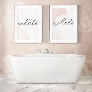 Inalare file di arte murale espirare, inalare espira stampa Pilates poster set di 2 stampe, stampa respirare, inspirare segni di espirazione