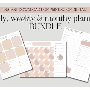 daily, weekly & monthly planner BUNDLE! digital planners, undated planner, printable planners JPG PDF png svg