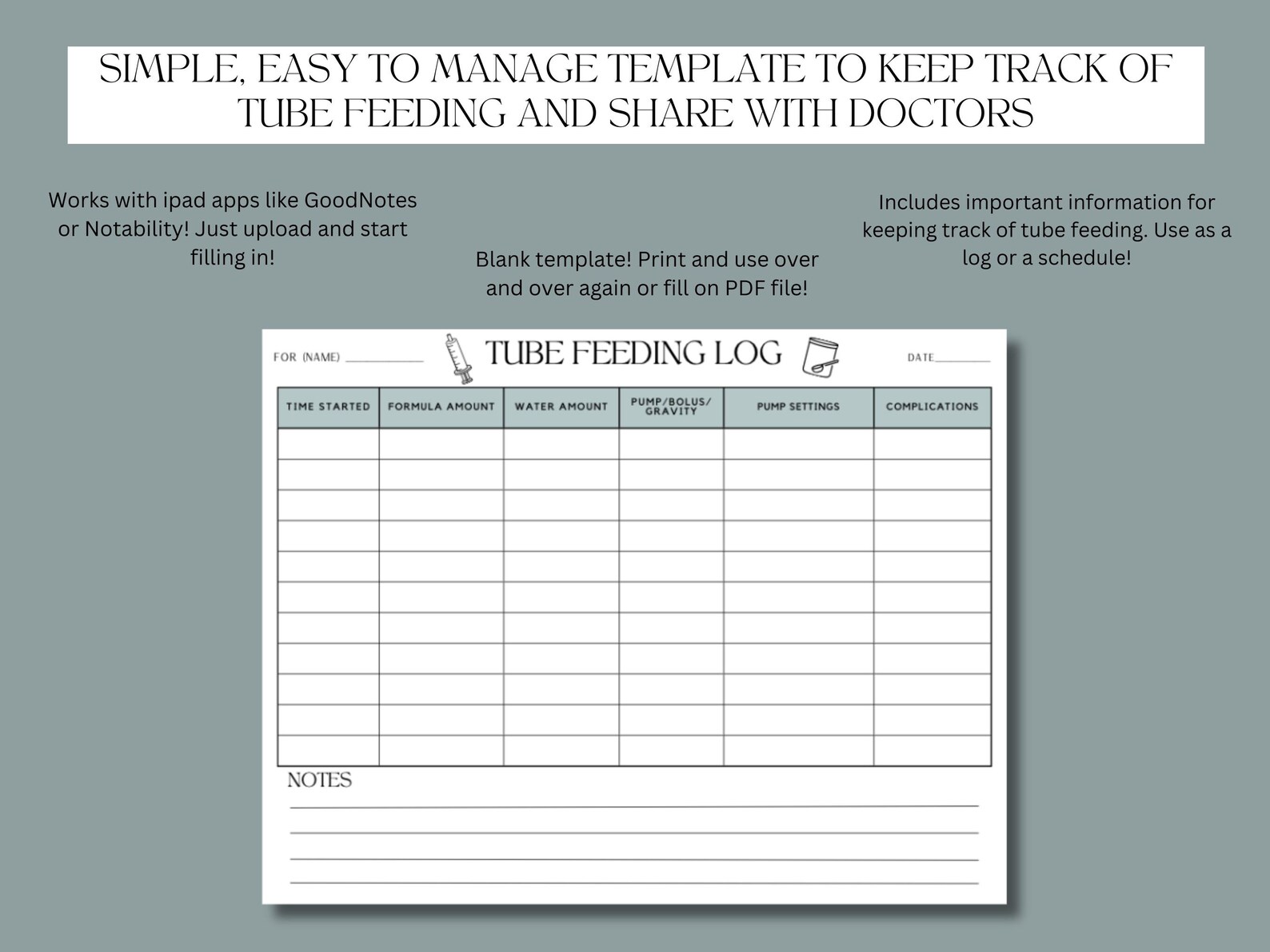 Tube Feeding Log Instant Download Printable Fillable PDF Tube Feeding Tube Feeding Log Instant Download Printable Fillable PDF Tube Feeding