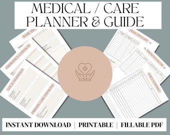 Planificateur et guide de soins médicaux, classeur médical, planificateur médical de maman, téléchargement instantané, PDF imprimable remplissable, planificateur de soins de santé, soignant