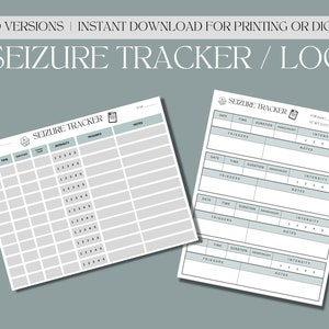 printable seizure tracker, epilepsy log, fillable seizure log, digital download, epilepsy symptoms and triggers journal JPG PDF PNG