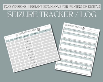 printable seizure tracker, epilepsy log, fillable seizure log, digital download, epilepsy symptoms and triggers journal JPG PDF PNG