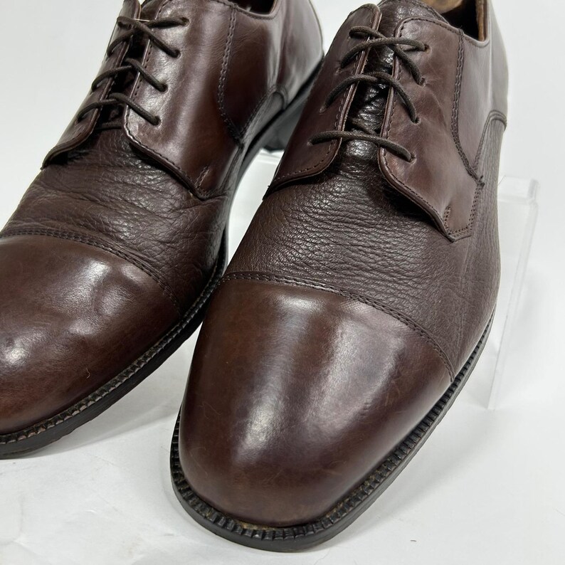 Bruno Magli Mens Dark Brown Leather Cap Toe Oxford Shoes Made in Italy 4388 9.5 image 4