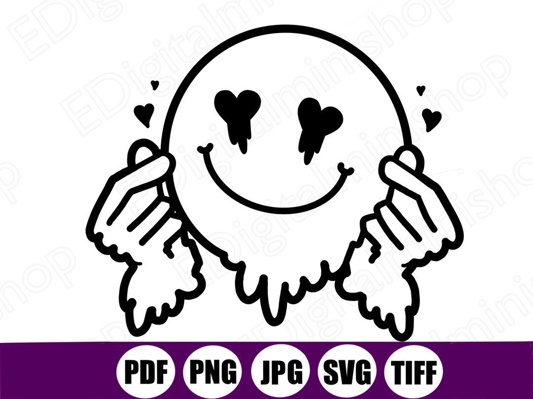 Heart Eyes Smiley Svg for Cups, Shirt, Pillow, Etc. Trendy Png Retro ...