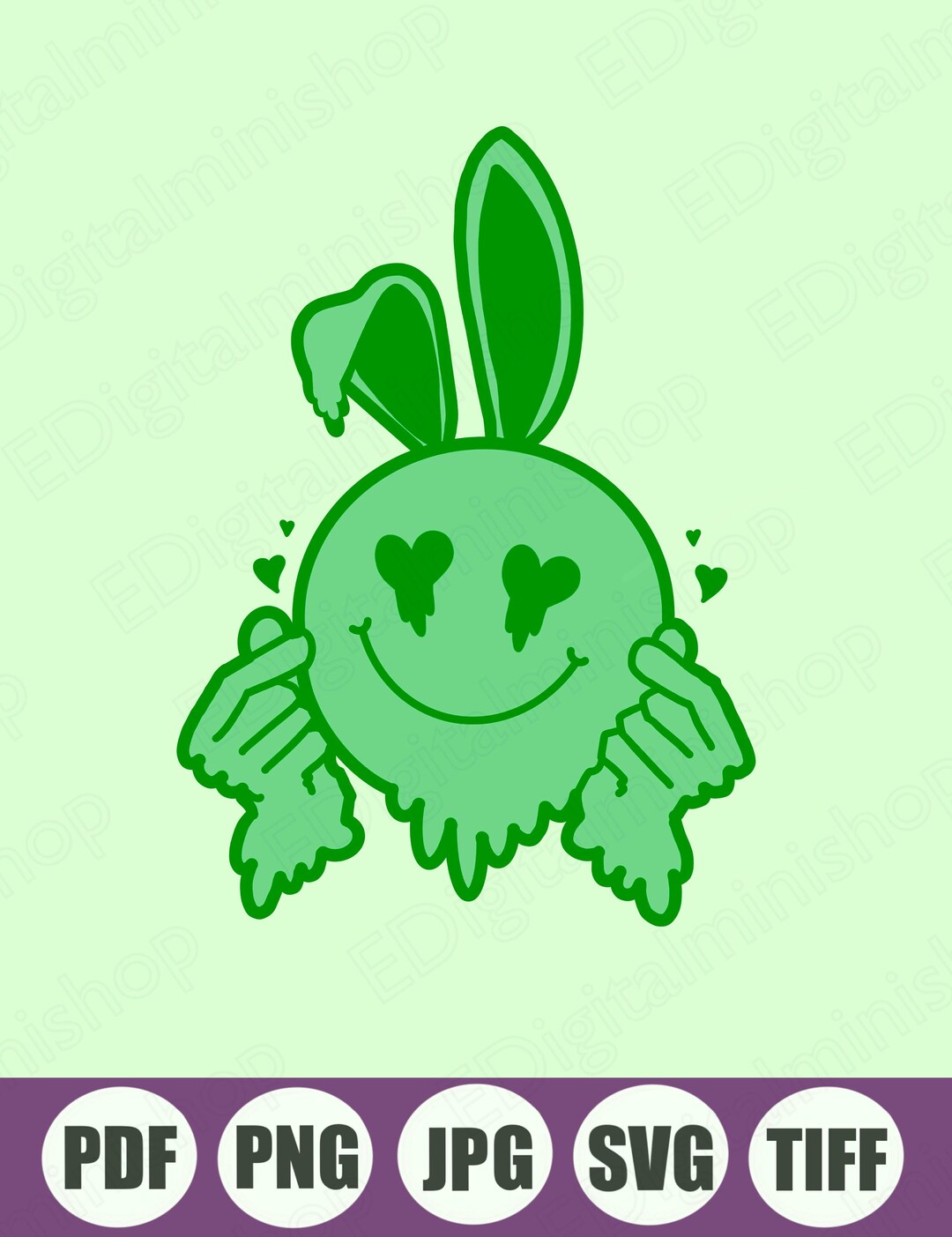Bunny Heart Eyes Smiley Svg for Cups, Shirt, Etc Trendy Png Finger ...