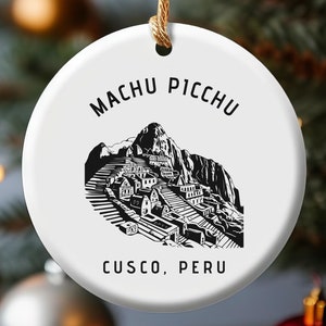 Machu Picchu ornament, Peru holiday ornament, Machu Picchu Xmas decoration, Minimalist travel ornament, Peru Travel Ornament, Souvenir Gift