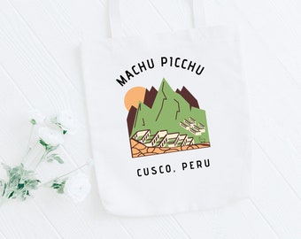 Machu Picchu Tote Bag, Llama Tote Bag, Adventurer tote bag, Gift for adventurer, Gift for llama lover, Travel Souvenir, Mountain Tote Bag