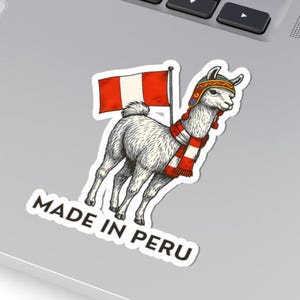 Made in Peru Llama Sticker, Peruvian Flag Alpaca Vinyl Decal, Cultural Peru Pride Waterproof Sticker, Cute Peru Independence Souvenir Gift