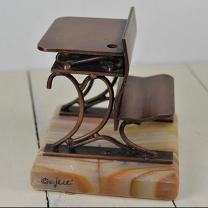 1972 Curtis Jere Copper on Onyx School Desk Bookend