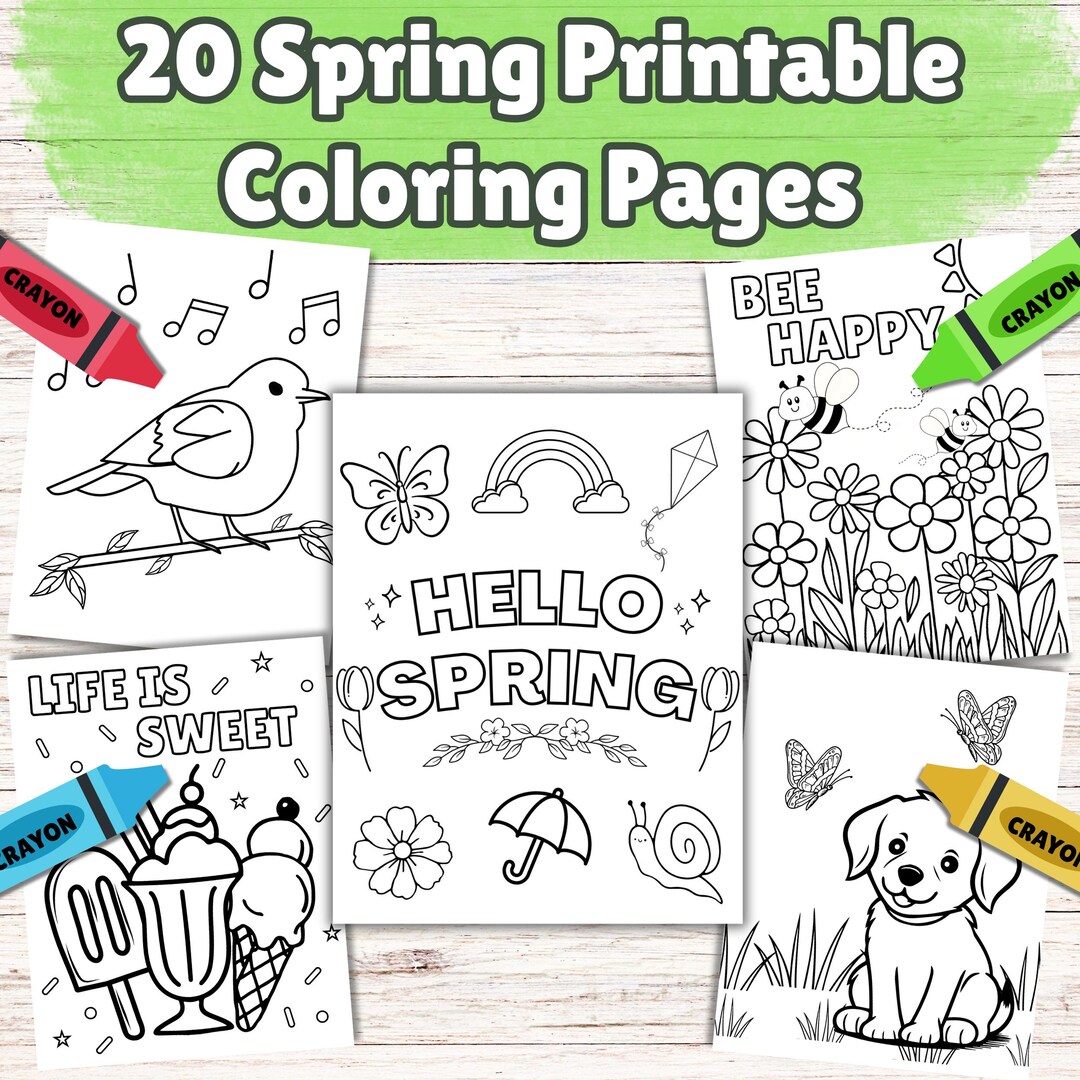Spring Coloring Pages Instant Download Spring Coloring Sheets Spring ...
