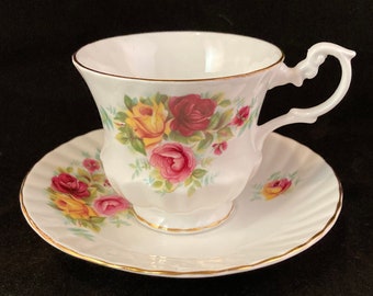 Vintage Royal Minster Rose Teacup and Saucer Set: Fine Bone China