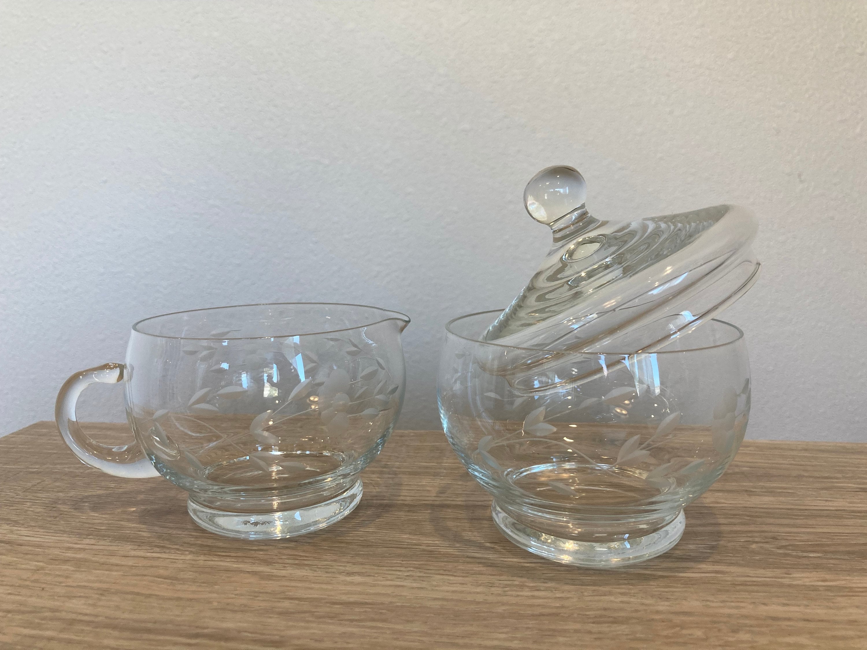 Vintage Princess House Cream and Sugar With Frosted Flowers Etched in