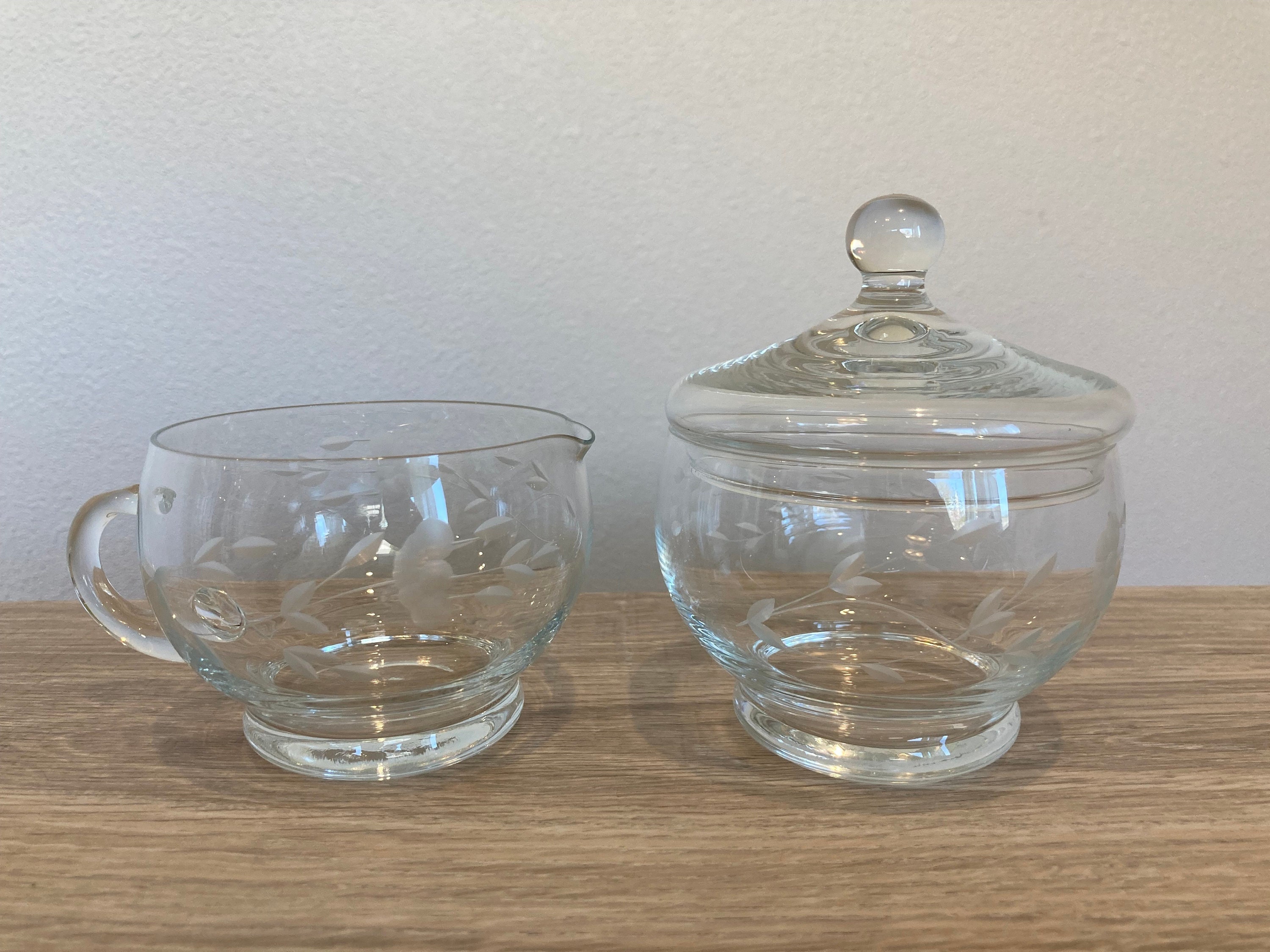 Vintage Princess House Cream and Sugar With Frosted Flowers Etched in