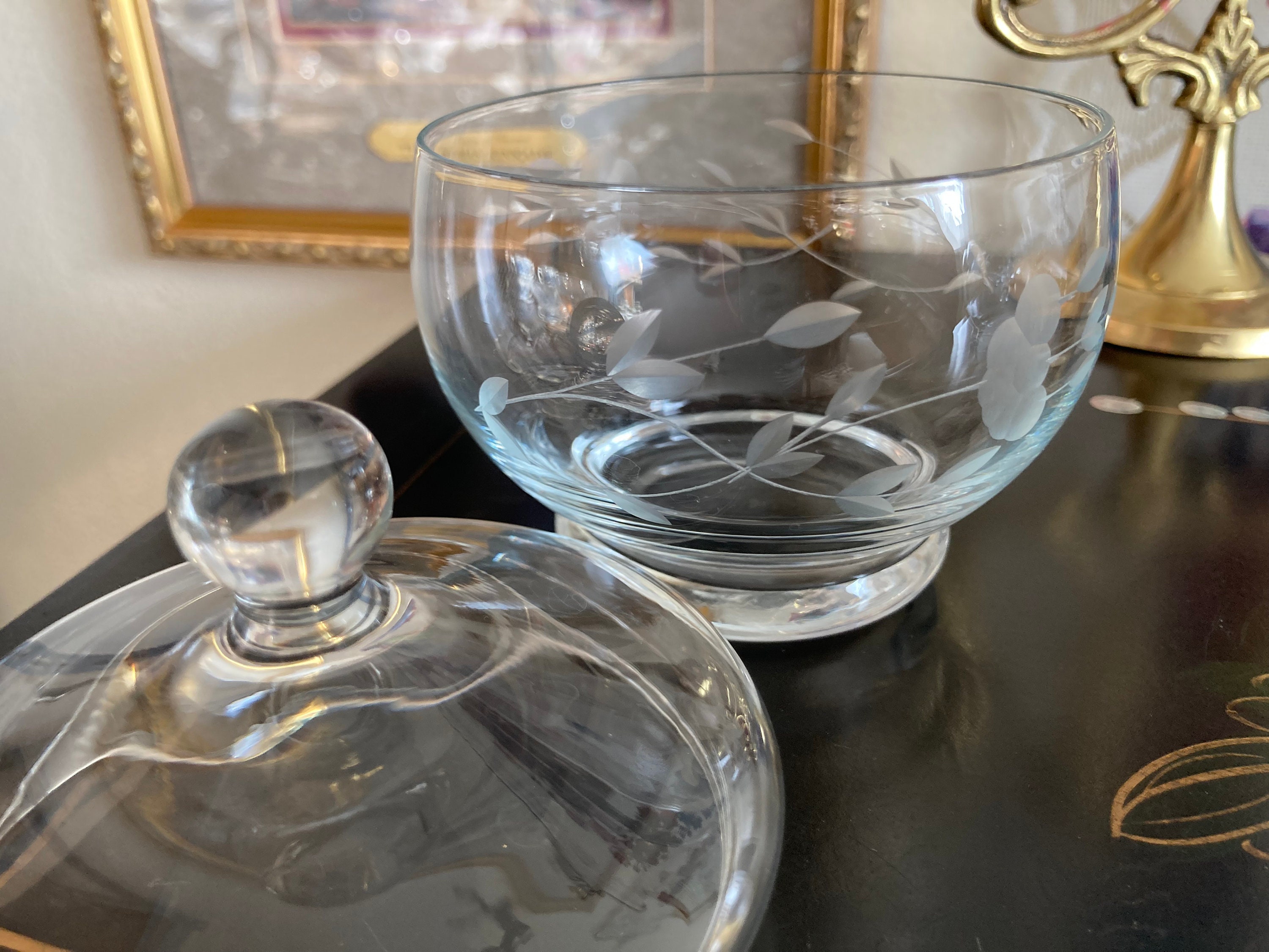 Vintage Princess House Cream and Sugar With Frosted Flowers Etched in