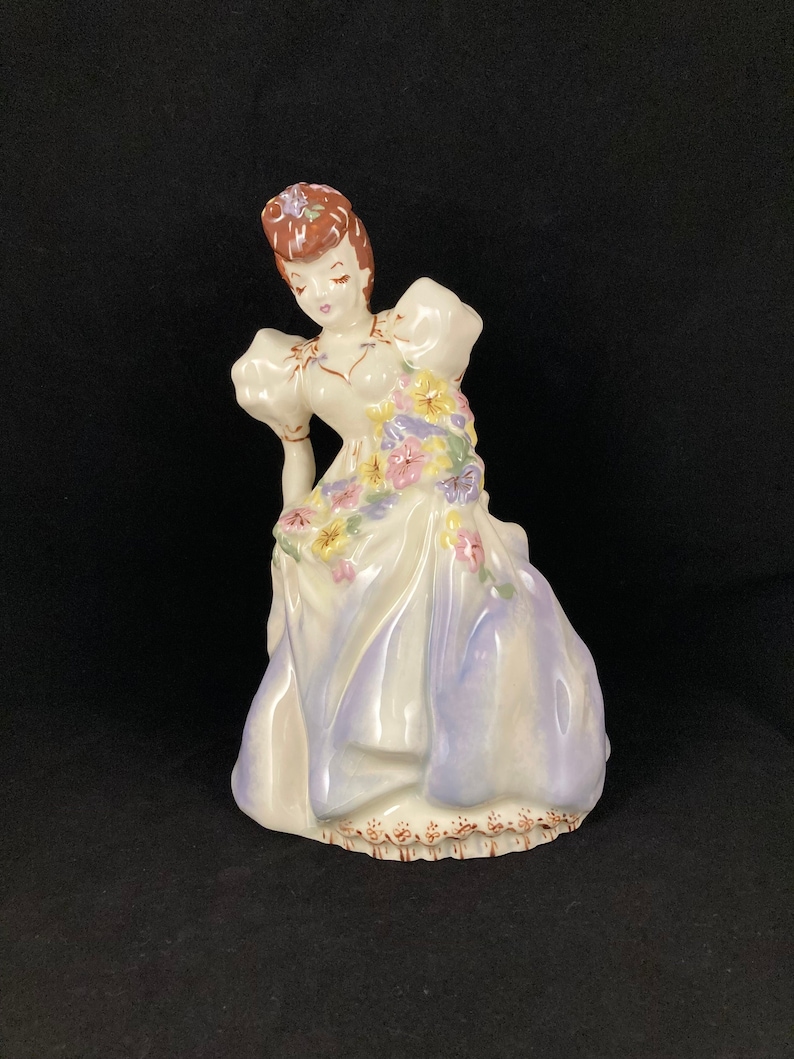 Vintage Porcelain Lady in Dress Figurine Made by Etsy
