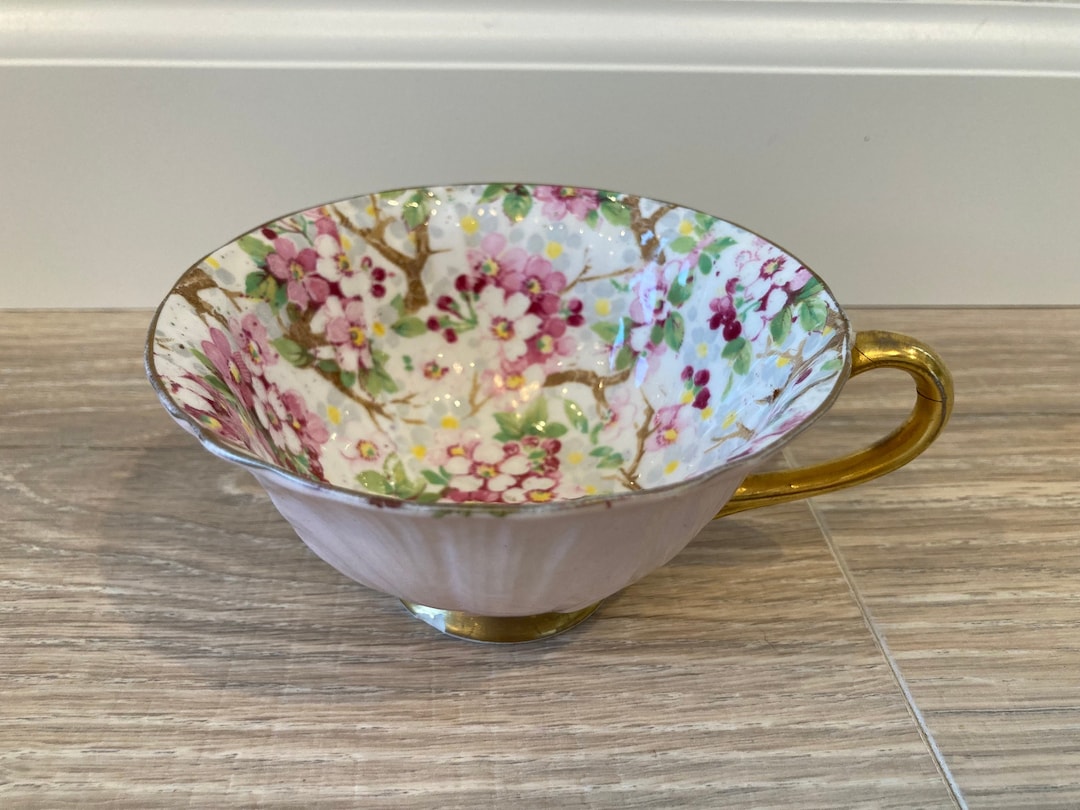 Vintage Shelley Oleander Orphan Teacup Pink Cherry Blossom Chintz