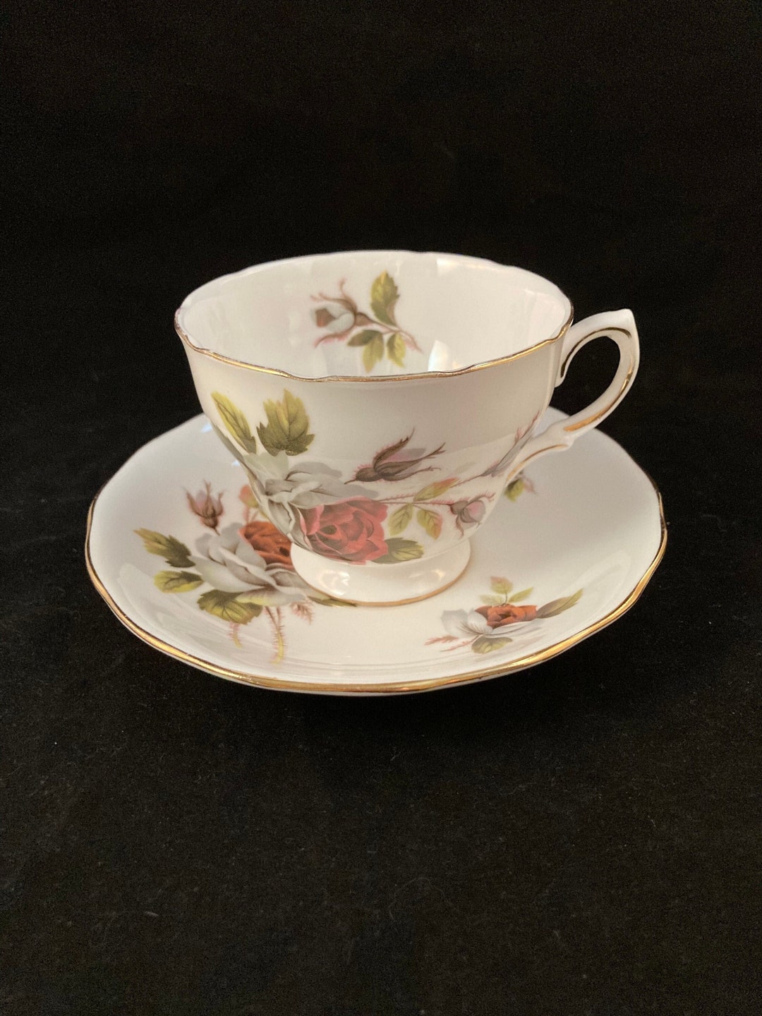 Rose Ridgeway England Vintage Royal Vale Teacup and Saucer Set by Ridgeway Potteries LTD ...