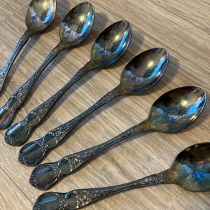 Vintage Silver Small Teaspoons by Rodd, Silver-Plated Set of 6 Demitasse Spoons