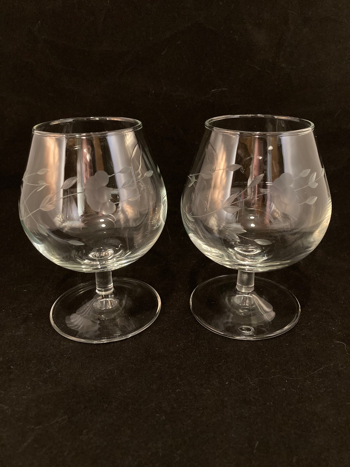 Vintage Princess House Brandy Snifter With Frosted Flowers Etched in