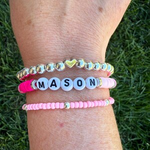 personalized word bracelet | kids name bracelet | stacking mama bracelet | custom name beaded bracelet | personalized gift | stretch bracele