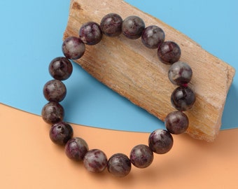Rare Pink Plum Tourmaline Beaded Bracelet: Natural Gemstone (6.5&quot;, 12mm)