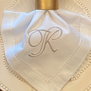 Monogrammed napkins Personalized napkins monogram Embroidered Cotton and Linen Dinner Napkins in Krystal Monogram Style