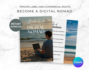 Digital Nomad Guide, Travel and Passive Income, Ebook template canva