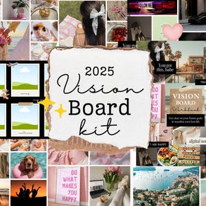 Kit de tablero de visión 2025 con más de 800 fotos y plantilla digital imprimible.