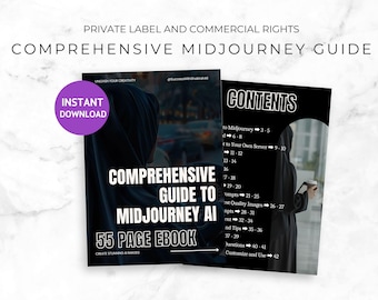 Midjourney AI Guide, AI Generated Art, Editable Canva Template