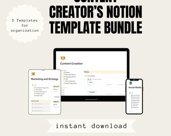 Social Media Planner, Notion Template Bundle for Content Creators, project management