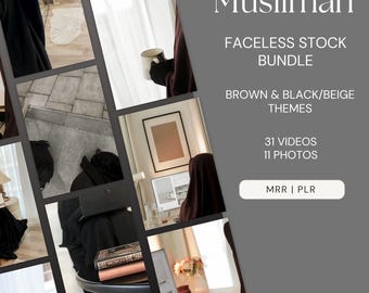 Bundel Muslimah-rollen en foto: gezichtsloze hijabi-inhoud, bruin en zwart/beige thema