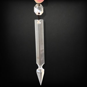 Vintage Spearpoint Chandelier Prism | Vintage Crystal Clear Glass Lamp Part | Linked Crystal Spear Point and Octagon