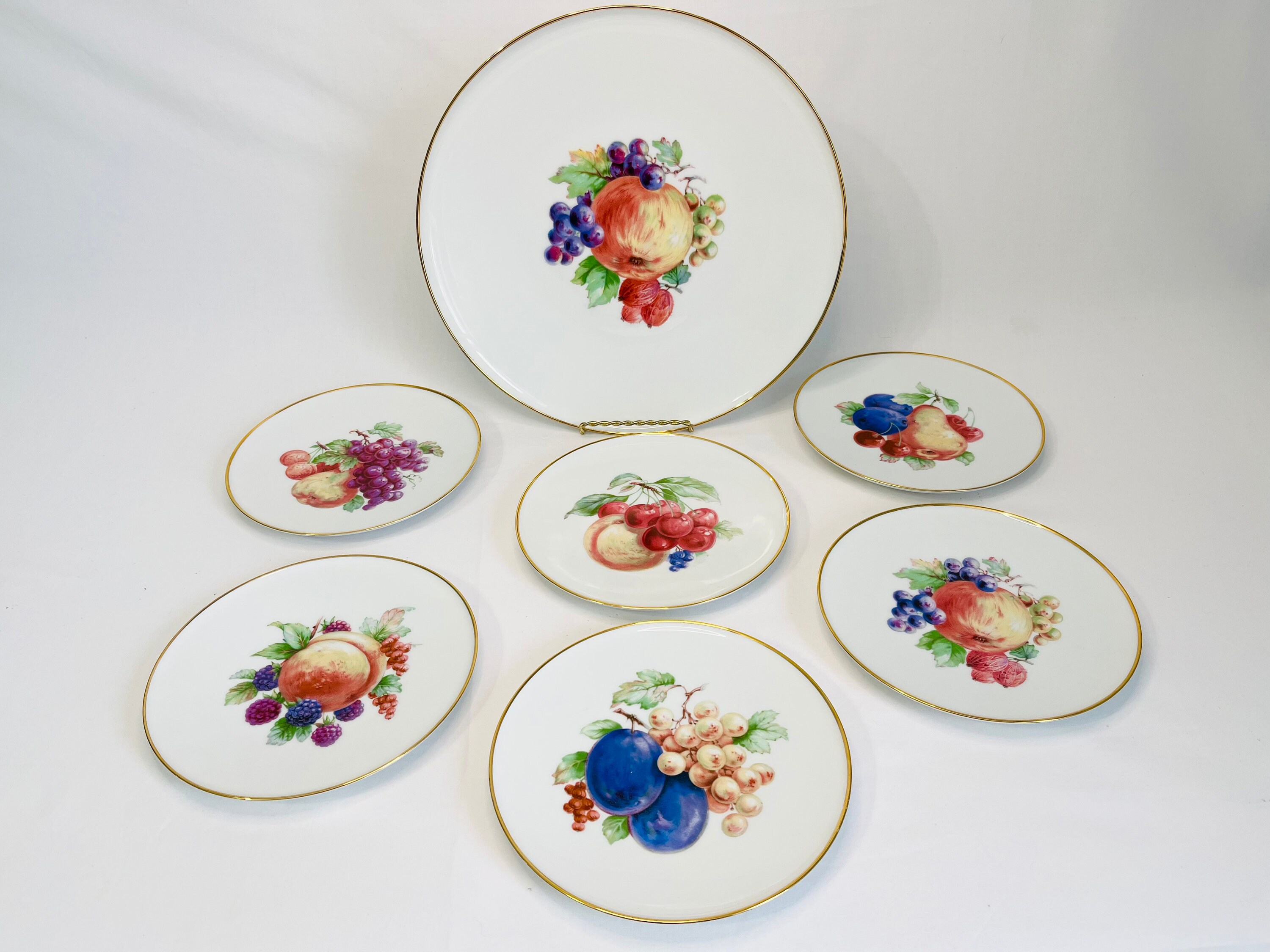 Vintage Western Germany Bavarian Fruit Motif Set W/ Serving Platter