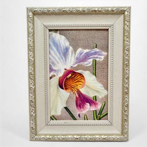 vintage orchidée botanique encadrée dans un cadre blanc | Impression Lithographie Offset Papilionanthe Teres Rose et Blanc par Walter Linsenmaier