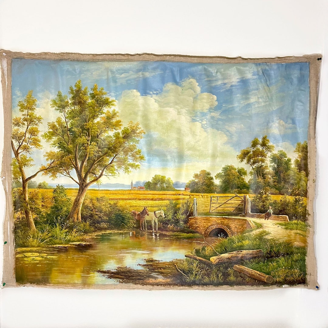 Buy Extra Large Original Oil Painting on Unstretched Canvas Landscape ...