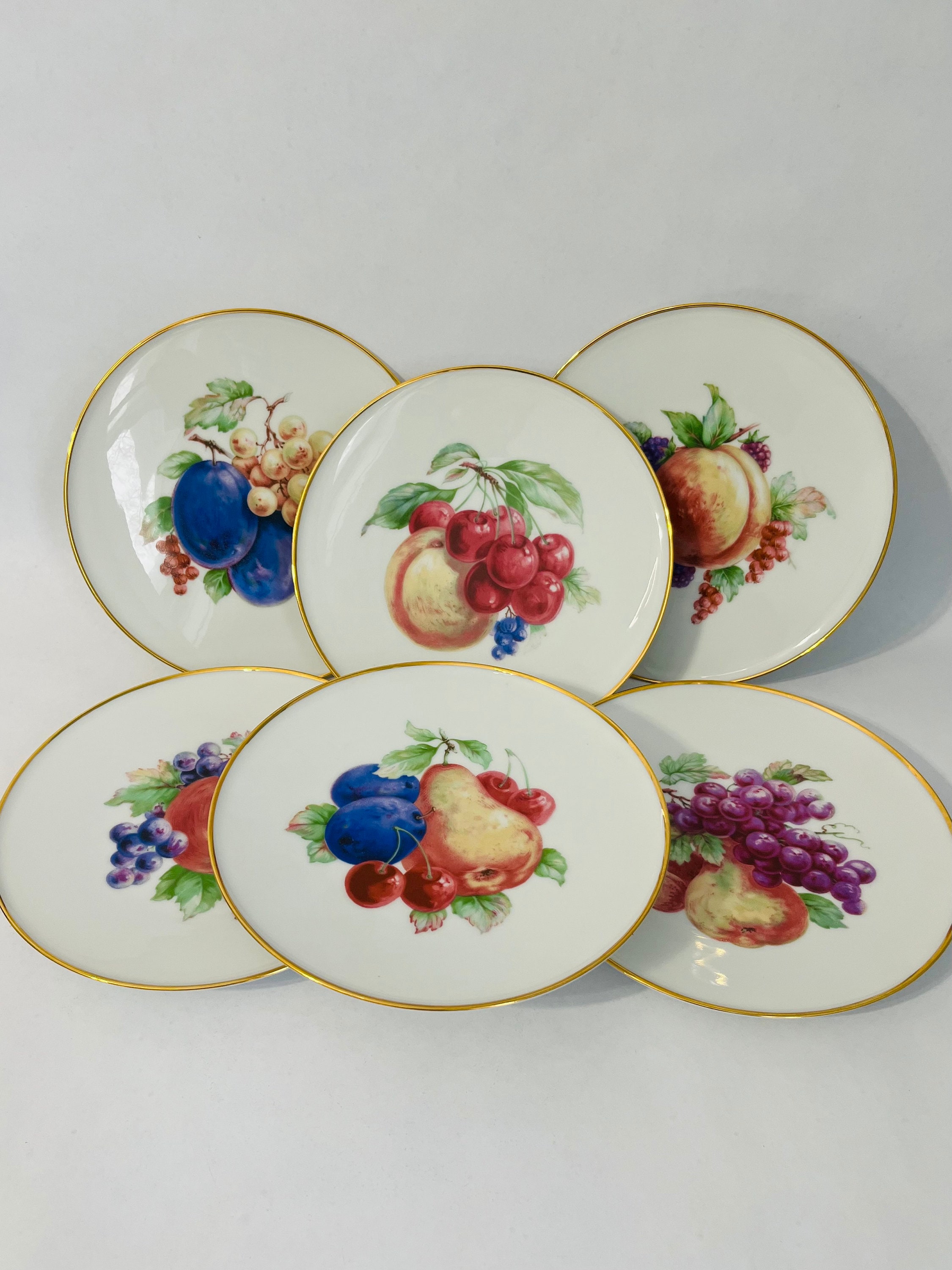 Vintage Western Germany Bavarian Fruit Motif Set W/ Serving Platter