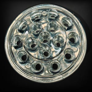 Vintage Clear Glass Flower Frog | Round 16 Hole Flower Stem Arranging Tool | Floral Design Helper | Flower Holder