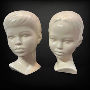 Vintage Holland Gießform unbemalten Jungen & Mädchen Kopf | Mid Century Keramik | Unbemalte Weiße Keramik | MCM