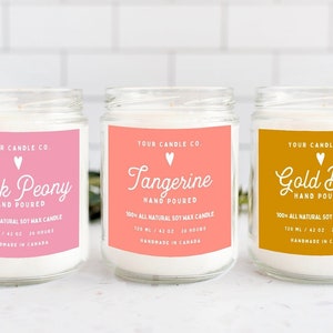 Printable Candle Label Template, Modern Candle Label Design, Personalised Candle Labels, Custom Product Label Template Editable in Canva