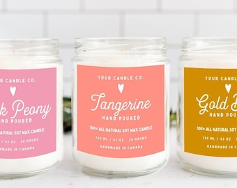 Printable Candle Label Template, Modern Candle Label Design, Personalised Candle Labels, Custom Product Label Template Editable in Canva